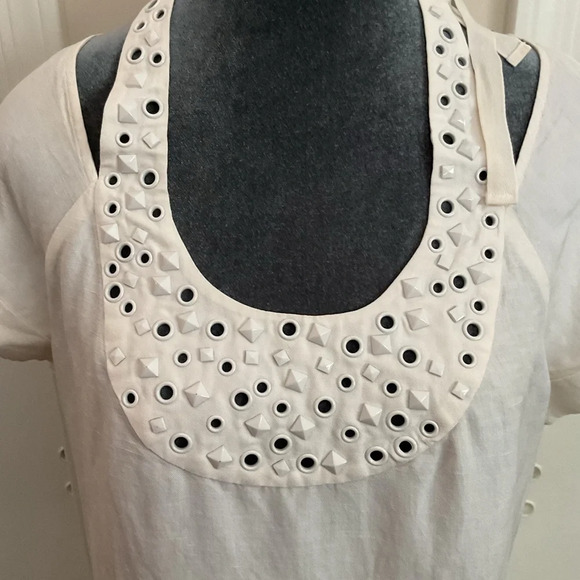 🔷 NWT ARMANI EXCHANGE Embellished White Linen Shift Dress - Picture 2 of 4